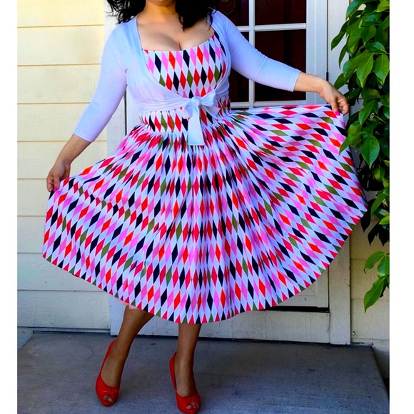 Pinup Couture Dresses & Skirts - Pinup Couture Harlequin Geometric Patterned Dress